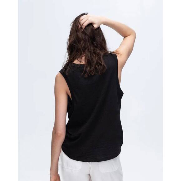 ATM Slub Jersey V-Neck Tank Top in Black M - Picture 3 of 4